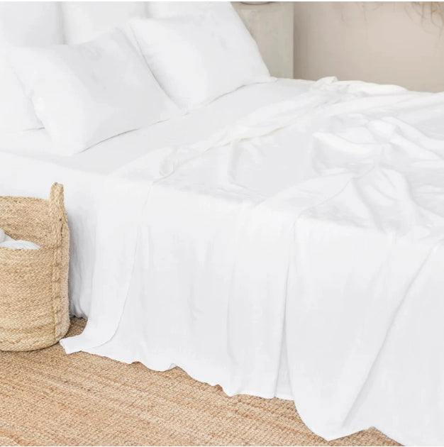 Simple Plain Linen Solid Color Single Double Bed Sheet