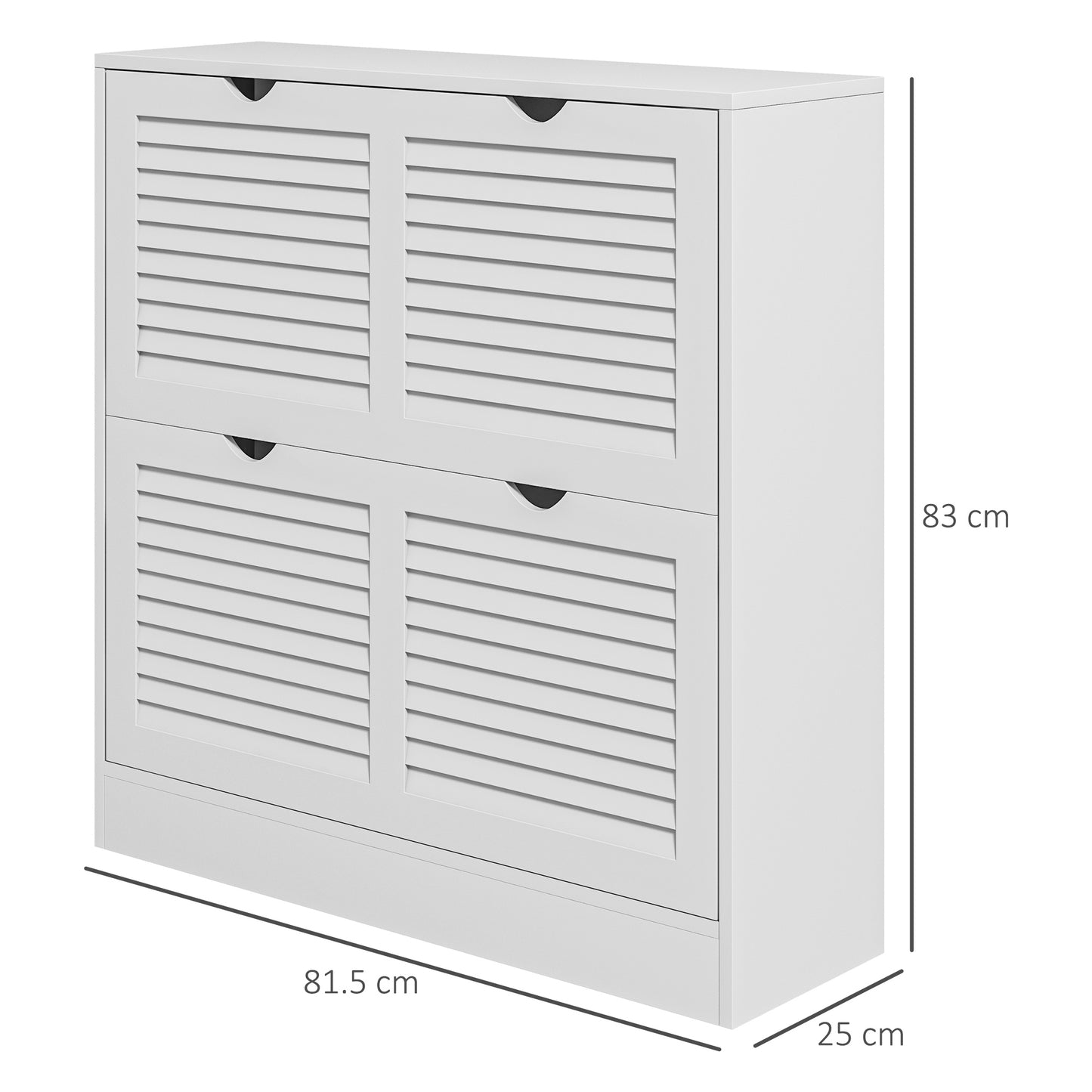 2 Drawers Entryway Shoe Cabinet, Narrow Shoe Storage Cabinet With 2 Flip Drawers, Louvred Door Design And Adjustable Shelves For 16 Pairs Of Shoes, White