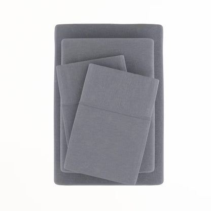 4-Piece Gray Solid Linen & Rayon from Bamboo Blend California King Deep Pocket Bed Sheet Set