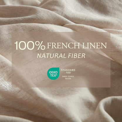 Pure Linen Sheets Set, 100% French Linen from Normandy, Breathable and Durable for Hot Sleepers, 4 Pcs Set - 1 Flat Sheet, 1 Fitted Sheet, 2 Pillowcases (Natural Linen, Full)