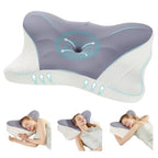 GroundBeds™ Luxe Premium Cervical Neck Pillow, Cooling Ergonomic Memory Foam Pillows  Dual Height Orthopedic Support Contour Pillow For Side