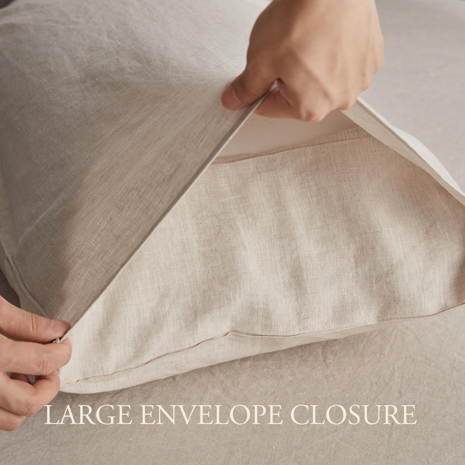 Pure Linen Sheets Set, 100% French Linen from Normandy, Breathable and Durable for Hot Sleepers, 4 Pcs Set - 1 Flat Sheet, 1 Fitted Sheet, 2 Pillowcases (Natural Linen, Full)