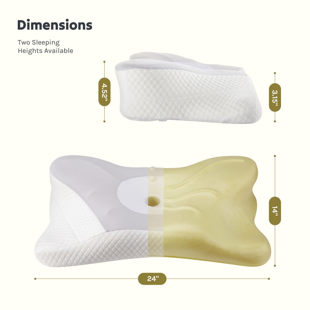 GroundBeds™ Luxe Premium Cervical Neck Pillow, Cooling Ergonomic Memory Foam Pillows  Dual Height Orthopedic Support Contour Pillow For Side