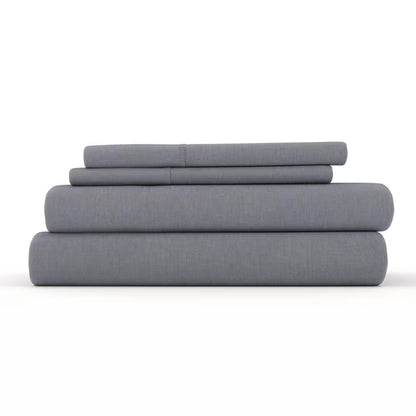 4-Piece Gray Solid Linen & Rayon from Bamboo Blend California King Deep Pocket Bed Sheet Set