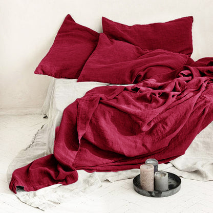 Nordic Style Linen Solid Color Single And Double Bed Sheets