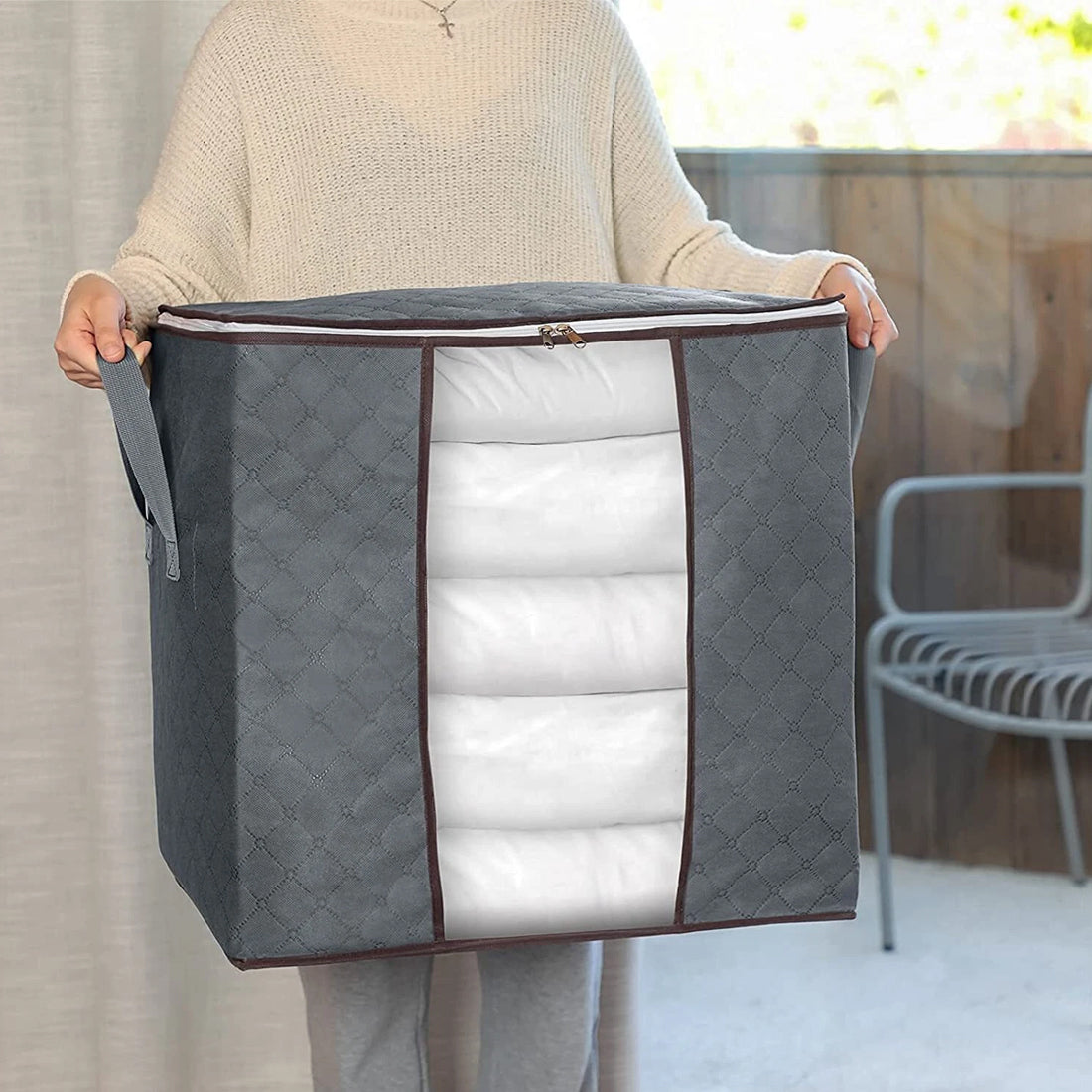 6 Pack 90L Storage Bags Zipped For Clothes, Bedding, Toys, Packing Moving Boxes UK