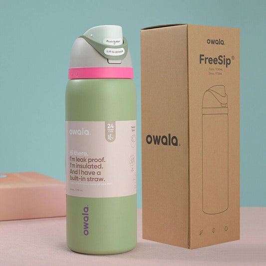 24OZ Owala FreeSip Insulated Stainless Steel Water Bottle With Straw Thermal Mug