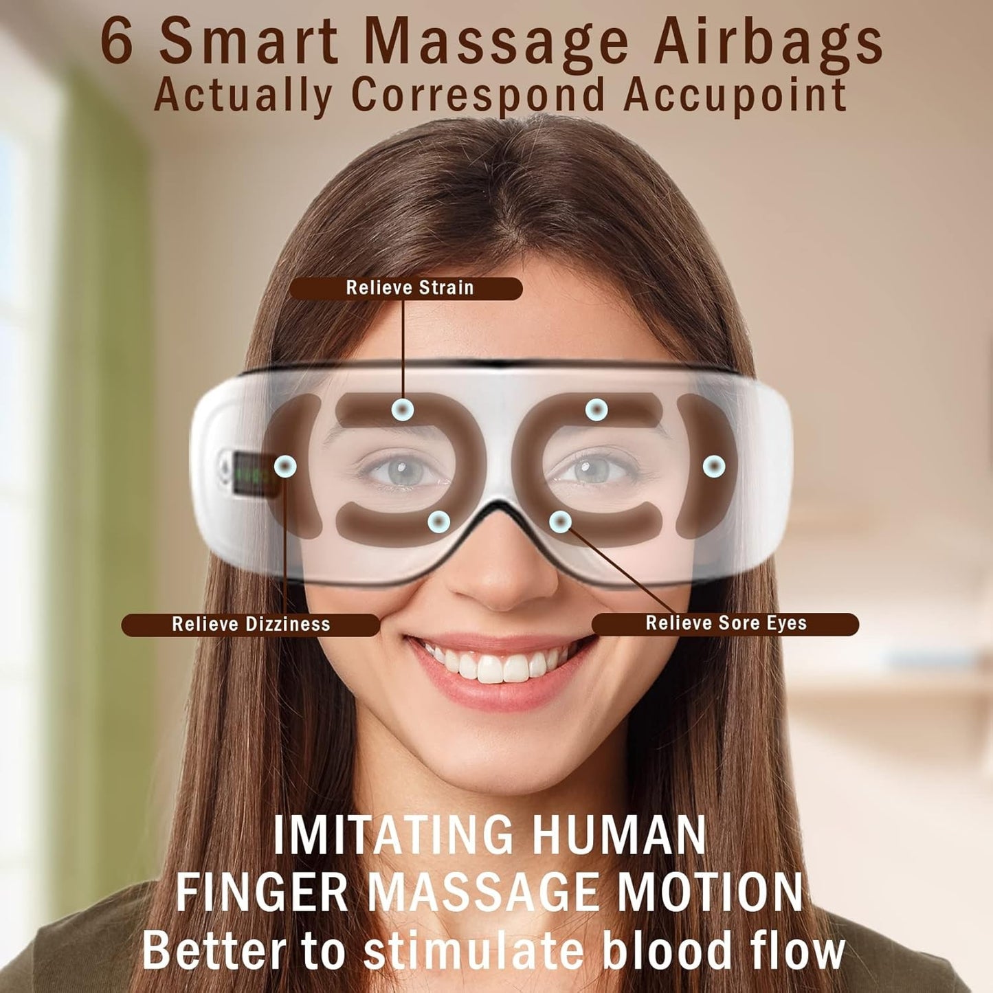 Electric Smart Eye Massager Vibration Heat Airbag Compression & Bluetooth Music
