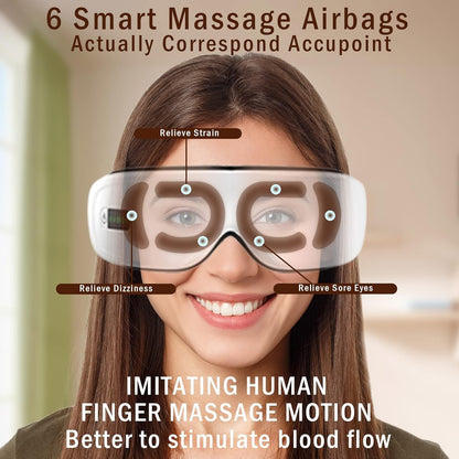 Electric Smart Eye Massager Vibration Heat Airbag Compression & Bluetooth Music