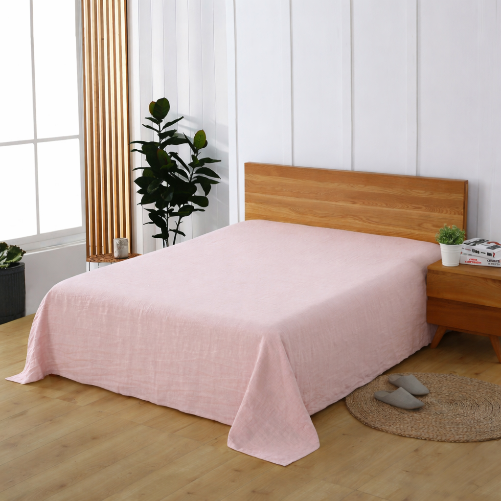 100% French Linen Sheet  – Queen Size Luxury Breathable Linen Bedding