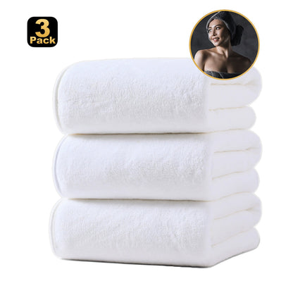3 Pieces Egyptian Cotton Towels Large Size Bath Sheet Super Soft Towel Bale Set-White