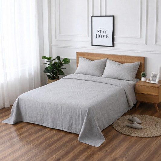100% French Linen Sheet  – Queen Size Luxury Breathable Linen Bedding