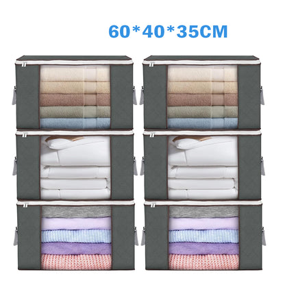 6 Pack 90L Storage Bags Zipped For Clothes, Bedding, Toys, Packing Moving Boxes UK