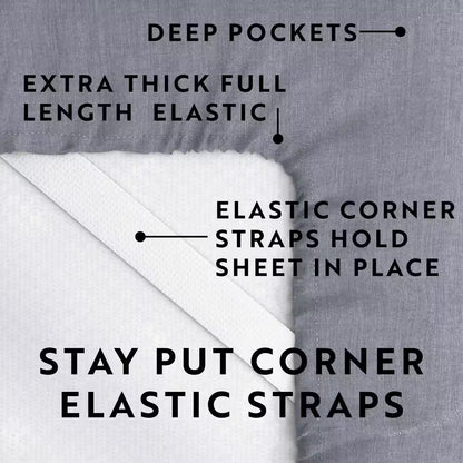 4-Piece Gray Solid Linen & Rayon from Bamboo Blend California King Deep Pocket Bed Sheet Set