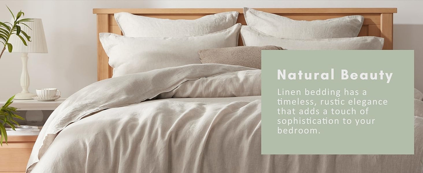 100% French Linen Sheet  – Queen Size Luxury Breathable Linen Bedding