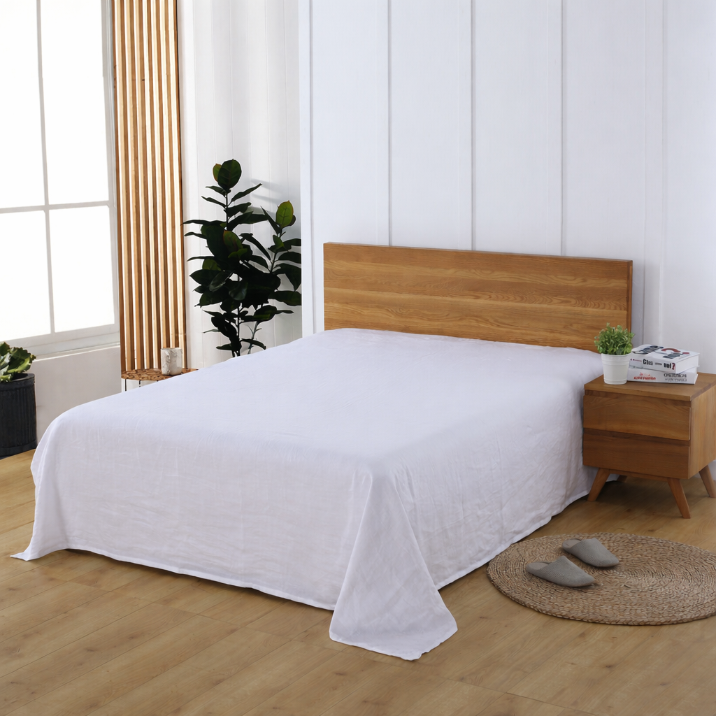 100% French Linen Sheet  – Queen Size Luxury Breathable Linen Bedding