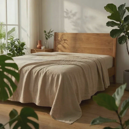 100% French Linen Sheet  – Queen Size Luxury Breathable Linen Bedding