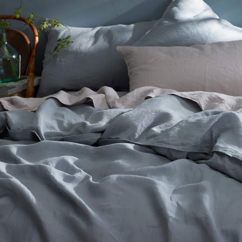 Legends Hotel Dusty Blue Washed Linen King Pillowcases (Set of 2)
