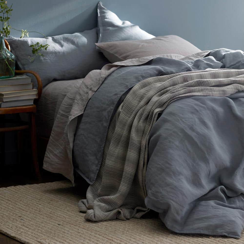 Legends Hotel Dusty Blue Washed Linen King Pillowcases (Set of 2)