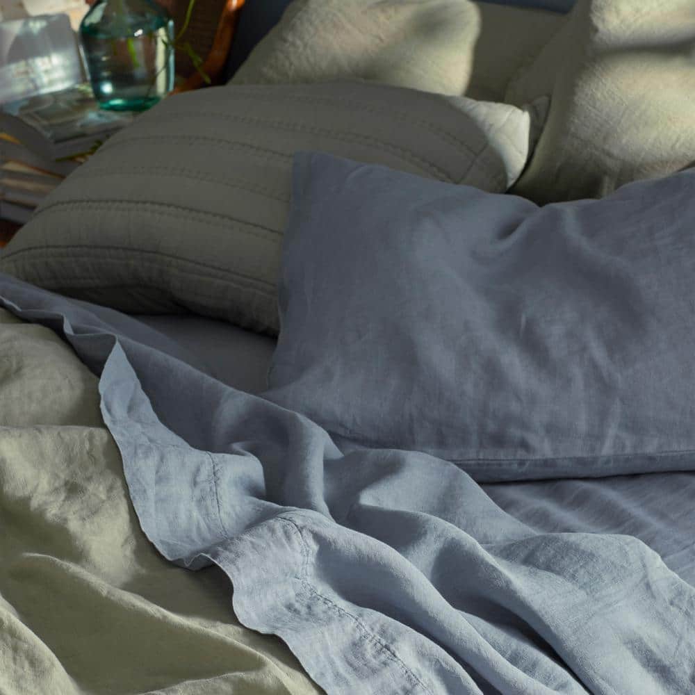 Legends Hotel Dusty Blue Washed Linen King Pillowcases (Set of 2)