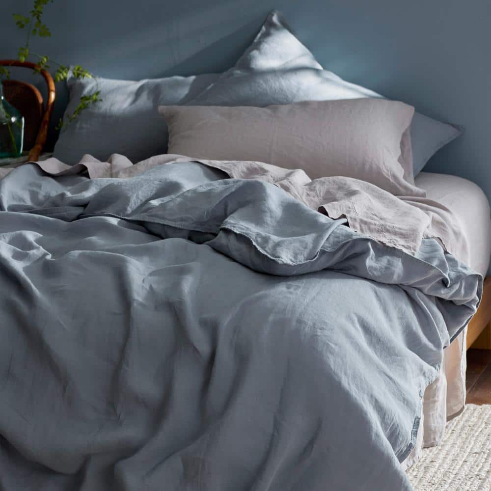 Legends Hotel Dusty Blue Washed Linen King Pillowcases (Set of 2)