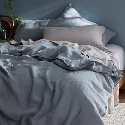 Legends Hotel Dusty Blue Washed Linen King Pillowcases (Set of 2)